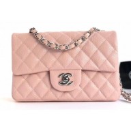 Best Chanel Caviar Leather Small Classic Flap Bag A1116 Light Pink/Silver CE01547