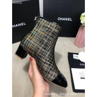 Chanel CC Logo Ankle Boots Grid Metallic Gold 2020 CE02941