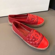 Chanel Quilted Calfskin Flat Espadrilles G29762 Dark Red 2020 Collection CE04107