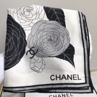 New Chanel Silk Twill Square Scarf 90x90 AA6851 White 2020 Collection CE03427