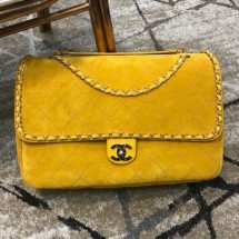 AAA 1:1 Chanel x Pharrell Oversize Suede Flap Bag Yellow 2019 Collection CE02110