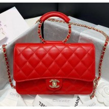 AAA Chanel Lambskin Wallet on Chain With Round Handle AP1177 Red 2020 Collection CE01965
