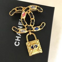AAA Chanel Leather Chain CC Lock Brooch AB3085 2019 Collection CE00919