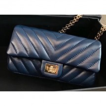 AAAAA Chanel Chevron Aged Calfksin Waist Bag A57791 Blue 2018 CE02184