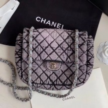 AAAAA Chanel Quilted Denim Small Flap Bag Light Gray 2020 Collection CE03594