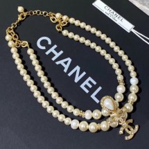 Best 1:1 Chanel Double Pearl Choker Necklace AB1655 2019 Collection CE01615
