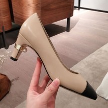 Best 1:1 Chanel Lambskin Pearl Heel Pumps G35112 Beige 2020 Collection CE02055