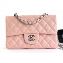 Best Chanel Caviar Leather Small Classic Flap Bag A1116 Light Pink/Silver CE01547