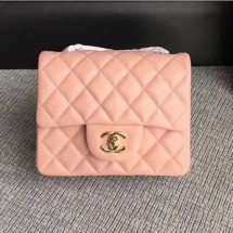 Best Chanel Classic Flap Mini Bag A1115 in Lambskin Leather Pink with Golden Hardware CE02608