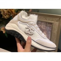 Best Chanel Fabric Suede Calfskin and TPU Sneakers G35202 White 2019 CE03714
