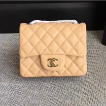Best Imitation Chanel Classic Flap Mini Bag A1115 in Lambskin Leather Apricot with Golden Hardware CE01569