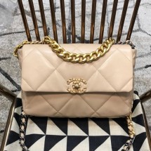 Chanel 19 Large Quilted Goatskin Flap Bag AS1161 Nude 2019 Collection CE00769