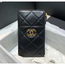 Chanel 19 Phone and Card Holder in Lambskin AP1182 Black 2020 Collection CE01889