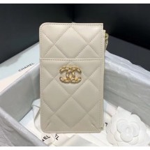 Chanel 19 Phone and Card Holder in Lambskin AP1182 Off-White 2020 Collection CE02046