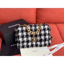 Chanel 19 Tweed Large Flap Bag Black/White AS1161 2019 Collection CE01156