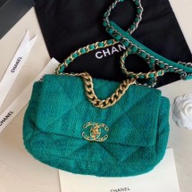 Chanel 19 Tweed Small Flap Bag AS1160 Green 2019 Collection CE01631