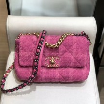 Chanel 19 Wool Tweed Flap Bag AS1160 Pink 2019 Collection CE04242
