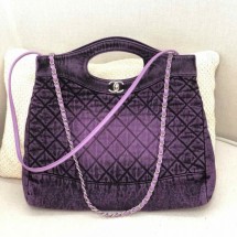 Chanel 31 Denim Medium Shopping Bag AS1407 Purple/Black 2020 Collection CE02431