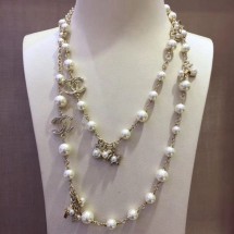 Chanel 5 Heart and Star Double Necklace Gold/Pearly White/Crystal 2019 Collection CE03983
