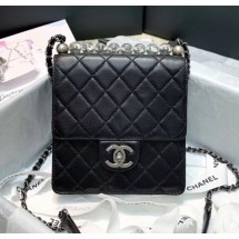 Chanel Acrylic Beads Goatskin Mini Falp Bag AS0584 Black/Silver 2020 Collection CE01204