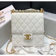 Chanel Acrylic Beads Goatskin Mini Falp Bag AS0584 White 2020 Collection CE01143