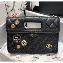Chanel Aged Calfskin Flap Bag With Chrams AS1430 Black 2020 Collection CE04342