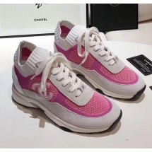 Chanel Calfskin Fabric & Suede Sneaker G36258 White/Pink 2020 Collection CE01541