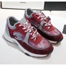 Chanel Calfskin Suede & Fabric Classic Sneaker Burgundy 2020(For Women and Men) Collection CE00867