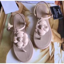 Chanel Camellia Thong Sandals Nude 2019 CE03253