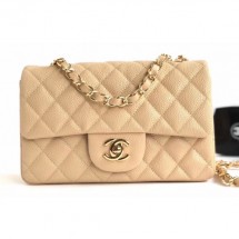 Chanel Caviar Leather Small Classic Flap Bag A1116 Beige/Gold CE01062