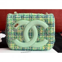 Chanel CC Logo Coco Flap Bag AS0321 Tweed Light Green 2019 CE02391
