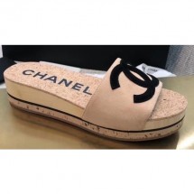 Chanel CC Logo Mules Slipper Sandals Beige Runway 2020 CE00901
