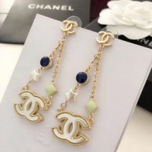 Chanel CC Pendant Earrings AB1058 Gold/Pearly White/Blue/Green 2019 Collection CE01072