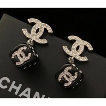 Chanel CC Short Earrings with Dice Pendant Crystal/Black 2018 CE02379