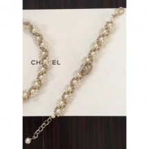 Chanel Chain and Pearl Bracelet Silver/White 2018 CE01664