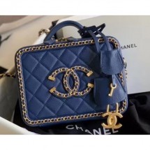 Chanel Chain CC Filigree Small Vanity Case Bag AS1785 Navy Blue 2020 CE00643