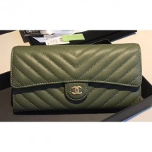 Chanel Chevron Flap Wallet Green 2018 CE01121