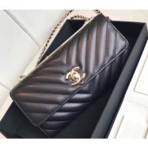Chanel Chevron Trendy CC Wallet On Chain Flap Bag Black 2018 CE02275
