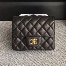 Chanel Classic Flap Mini Bag A1115 in Lambskin Leather Black with Golden Hardware CE03179