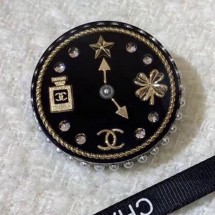 Chanel Clock Round Brooch AB3242 Black 2019 Collection CE04270