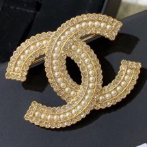 Chanel Crystal CC Brooch Gold/White 2019 Collection CE01092