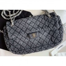Chanel Denim Large Classic Flap Bag Gray 2020 CE03905