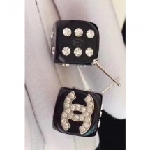 Chanel Dice Stud Earrings AB0033 Silver/Black/Crystal 2018 CE02485