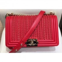 Chanel Embroidered Boy Medium Flap Bag Red 2019 CE00624