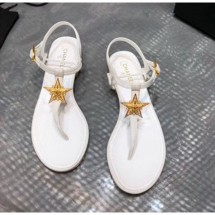 Chanel Grosgrain & Goatskin Flat Sandals With Star Buckle White 2020 Collection CE02783