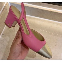 Chanel Heel 6.5cm Slingbacks G31318 Dark Pink/Gold 2020 CE01426