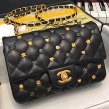 Chanel Lambskin 18k Charms Mini Classic Flap Bag A69900 Black 2018(Gold-Tone Metal) Collection CE04391