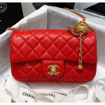 Chanel Lambskin & Gold-Tone Metal Flap Bag AS1787 Red 2020 Collection CE03744