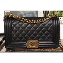 Chanel Lambskin Boy Flap Medium Bag Black/Gold CE01840