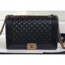 Chanel Lambskin Boy Flap New Medium Bag Black/Gold CE00820